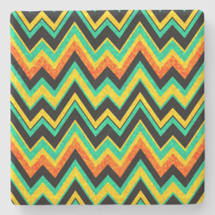 Kleurrijke faux glitter chevron zigzag geometrisch stenen onderzetter