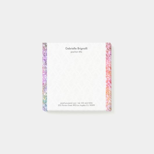 Kleurrijke faux glitter en schittert textuur post-it® notes (Voorkant)
