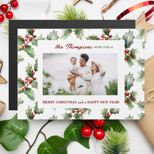 Kleurrijke feestelijke kerst Holly One-Photo