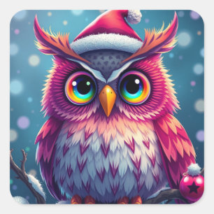 Kleurrijke feestelijke kerst uil Stickers