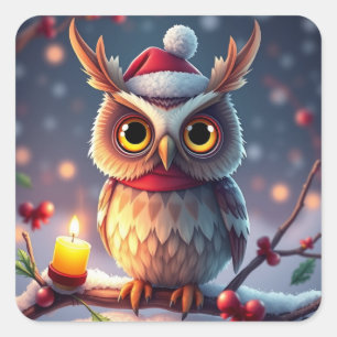 Kleurrijke feestelijke kerst uil Stickers