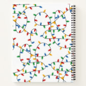 Kleurrijke feestelijke kerstlampjes met kerstrecep notitieboek (Achterkant)