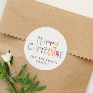 Kleurrijke Feestelijke Leuke Vrolijke Kerstvakanti Ronde Sticker