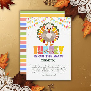 Kleurrijke feestelijke Little Turkey Baby shower Bedankkaart