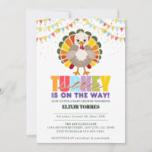 Kleurrijke feestelijke Little Turkey Baby shower Kaart (Voorkant)