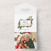 Kleurrijke feestflora met etiket all in one uitnodiging (Binnen)