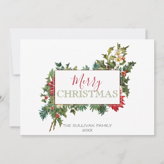 Kleurrijke feestflora met etiket feestdagenkaart (Voorkant)