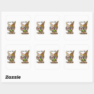 kleurrijke feestliefde leven als een bokser Sticke Vierkante Sticker