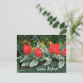 Kleurrijke felrode tulpen gelukkige verjaardag blo briefkaart (Staand voorkant)