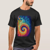 Kleurrijke Fibonacci spiraal psychedelische kleure T-shirt (Voorkant)