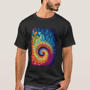 Kleurrijke Fibonacci spiraal psychedelische kleure T-shirt