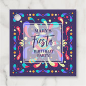 Kleurrijke Fiesta Blue Bedankjes Labels (Voorkant)