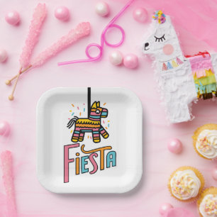 Kleurrijke Fiesta Piñata Feestelijk Papieren Bordje