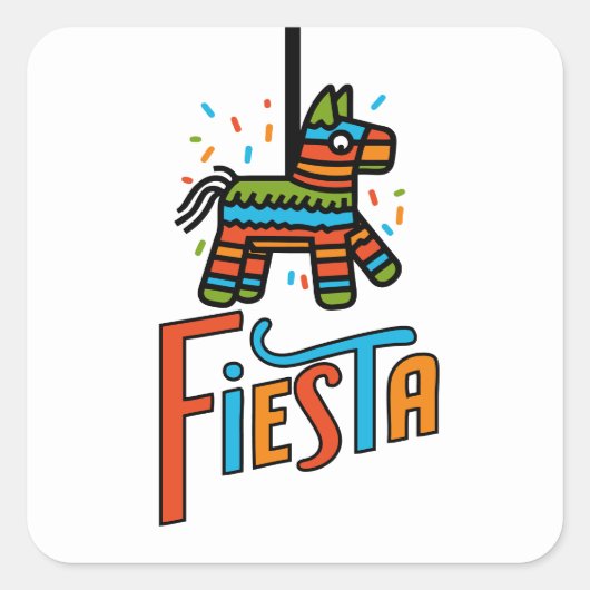 Kleurrijke Fiesta Piñata Feestelijke Stickers (Voorkant)