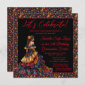 Kleurrijke Fiesta Quinceañera uitnodiging (Voorkant / Achterkant)