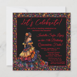 Kleurrijke Fiesta Quinceañera Uitnodiging