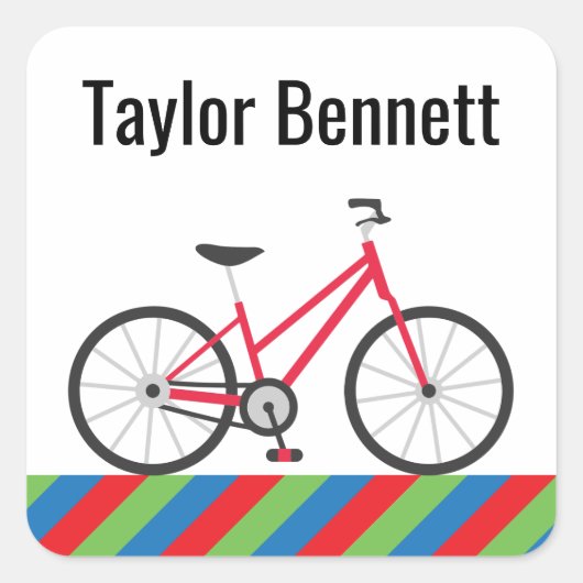 Kleurrijke Fiets Aangepaste gepersonaliseerde Stic Vierkante Sticker (Voorkant)