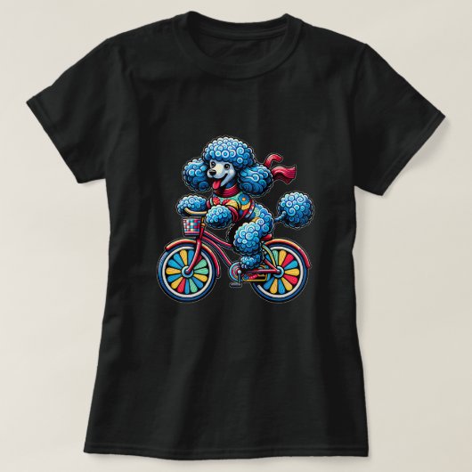 Kleurrijke Fiets Poodle Dog Puppy Lover Cyc T-shirt (Design voorkant)