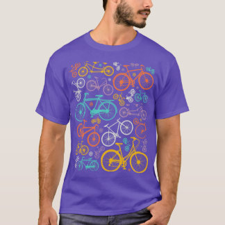 Kleurrijke Fietsen Illustratie Fiets Liefhebber Fi T-shirt