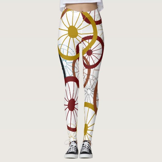 Kleurrijke fietswielen leggings (Voorkant)