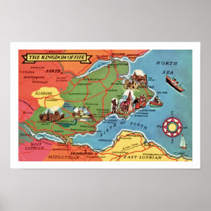 Kleurrijke Fife Schotland Vintage Print