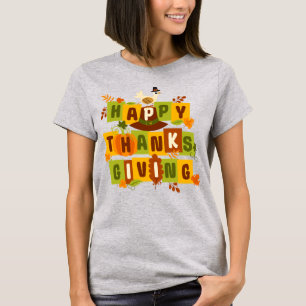 Kleurrijke fijne Thanksgiving T-shirt