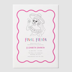 Kleurrijke Final Fiesta Roze Bachelorette Party Vellum Uitnodigingen