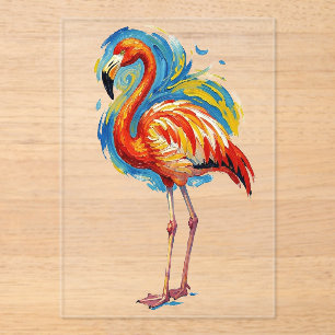 Kleurrijke Flamingo Abstracte Kwaststreek Vogel Ku Acryl Uitnodigingen