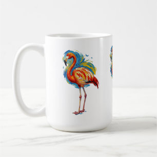 Kleurrijke Flamingo Abstracte Kwaststreek Vogel Ku Koffiemok