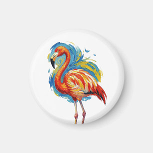 Kleurrijke Flamingo Abstracte Kwaststreek Vogel Ku Magneet