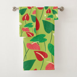 Kleurrijke flamingo bloemen patroon badhanddoekset bad handdoek