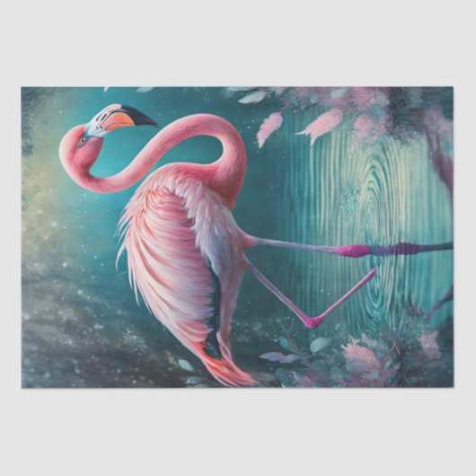 Kleurrijke Flamingo Ephemera Decoupage Tissuepapier (Voorkant)