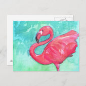 Kleurrijke flamingo Paining Post Card Briefkaart (Voorkant / Achterkant)