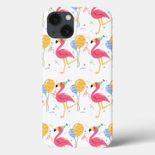 Kleurrijke Flamingo Party Patroon Telefoon Wallpap iPhone 13 Hoesje