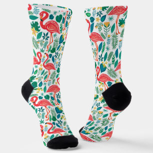 Kleurrijke flamingo's tropische bloemen patroon sokken