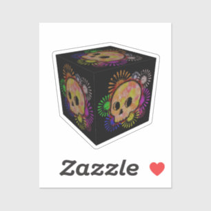 Kleurrijke flesontsteking Waterverf kubus Sticker