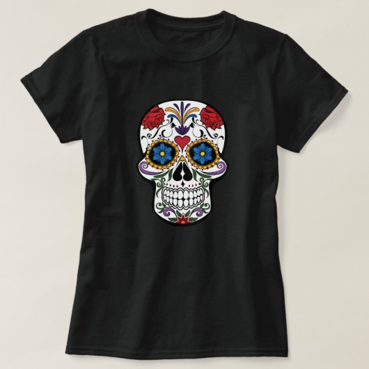 Kleurrijke flesvormige suikerschedel t-shirt (Design voorkant)