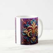 Kleurrijke Fleur de lis koffie mok (Voorkant rechts)