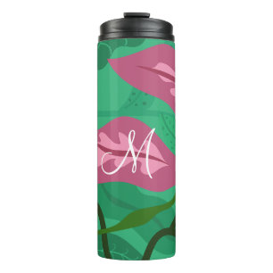 Kleurrijke Flora en olievlek Deep Fuchsia over Gro Thermosbeker