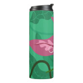 Kleurrijke Flora en olievlek Deep Fuchsia over Gro Thermosbeker (Gedraaid links)