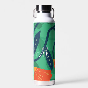 Kleurrijke Flora en olievlek met geel op groen Waterfles