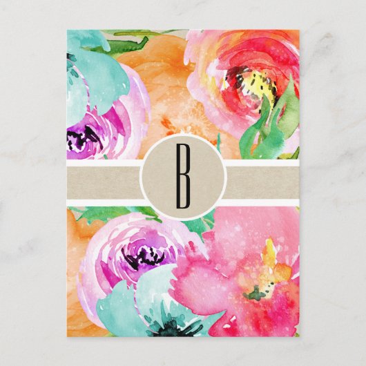Kleurrijke flora Modern Rustic Botanical Kraft Briefkaart (Voorkant)
