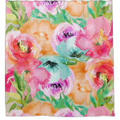 Kleurrijke flora Modern Rustic Botanical Kraft Douchegordijn (Voorkant)