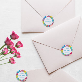 Kleurrijke Floral Art Deco Vrijgezellenfeest Ronde Sticker