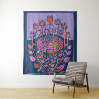 Kleurrijke Floral Art in Paars en blauw