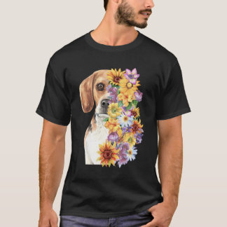 Kleurrijke Floral Beagle Moeder Bloem Zonnebloem H T-shirt