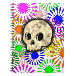 Kleurrijke Floral Burst Skull Waterverf Notitieboek