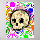 Kleurrijke Floral Burst Skull Waterverf Poster (Voorkant)