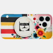 Kleurrijke Floral Design Circle Lijst Chic Monogra Case-Mate iPhone Case (Achterkant (horizontaal))