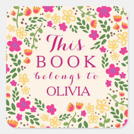 Kleurrijke  Floral Dit boek is een Sticker (Voorkant)